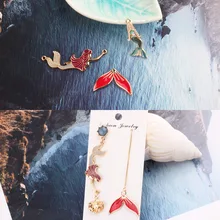 10pcs Mermaid Fishtail Connector Enamel Charms Oil Drop Nautical Fish Alloy Pendants Earring DIY Jewelry Making Accessory FX024 fishtail design bag accessory