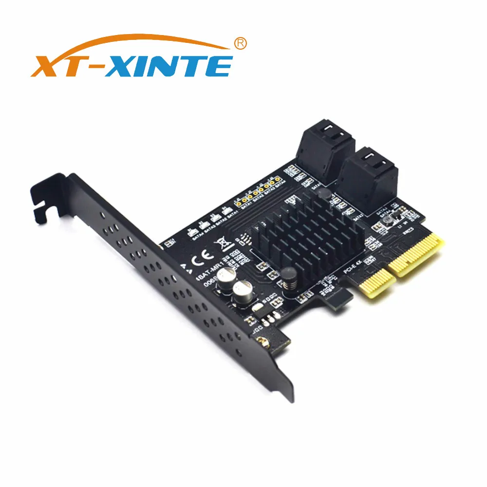 XT-XINTE Sata3.0 карта расширения для PCI-E 4 порта 6G Riser Card 88SE9230 Расширенный IPFS жесткий диск RAID карта версия 2,2 для ПК