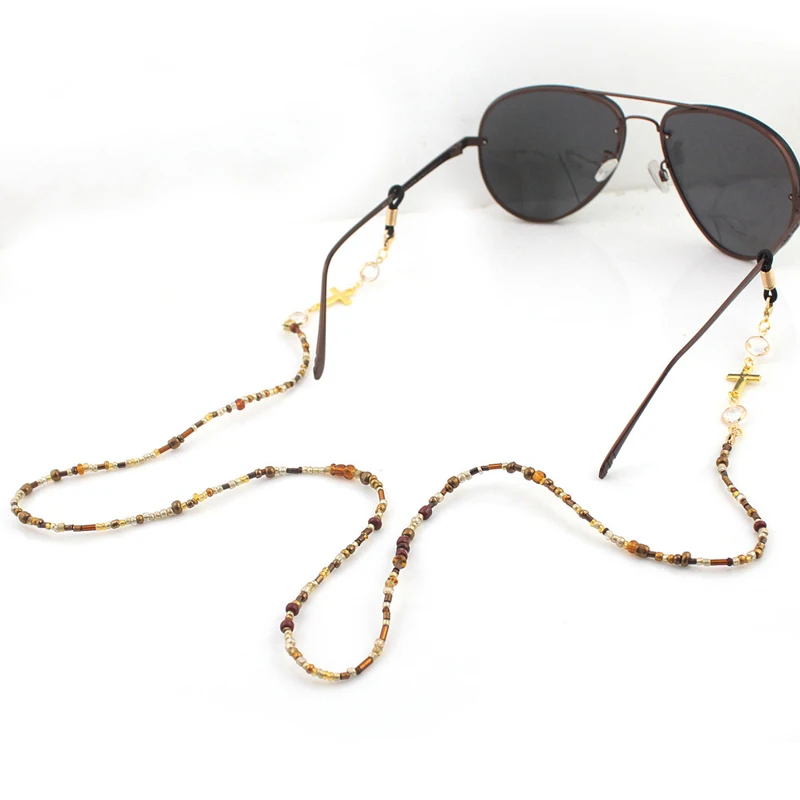 

Gold Cross Crystal Beads Chain Eyeglasses Chains Reading Glasses Rope Sunglasses Strap Cord Holder Neck Head Band Accessories