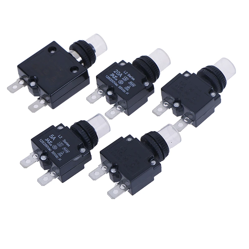 

1X 5A/10A/15A/20A/30A Circuit Breaker 12V Waterproof Push Button Resettable Thermal Circuit Breaker Panel Mount With Cap