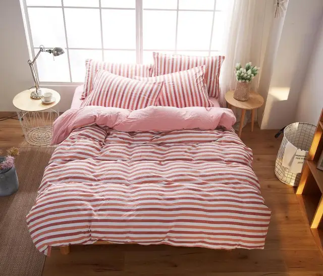 Waterproof Soft Bedspread Comforter Bedding Sets Universal Striped Home Bed Cover Linen Cotton