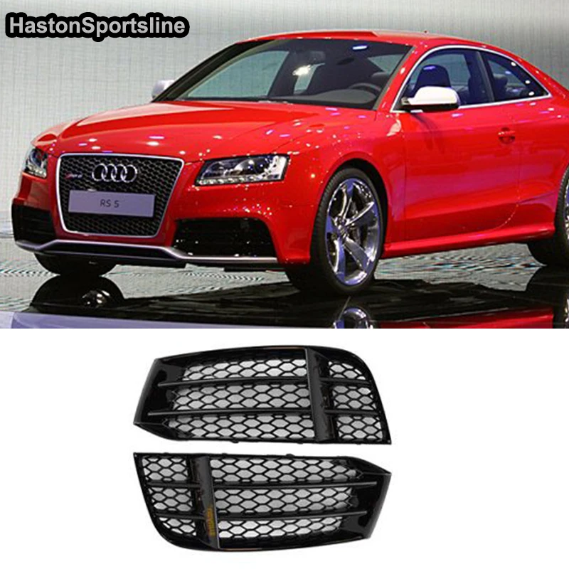 RS Style Grill For 2013 2014 15 16 Audi A5 Chrome Frame Silver Mesh Chrome Ring