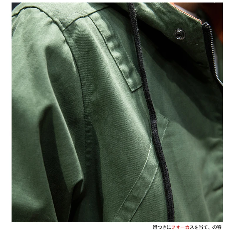 Army Green Trench Coat Men Korean Style Fashion Clothing Male Hooded Trench Coat Jacket Mens  (29)
