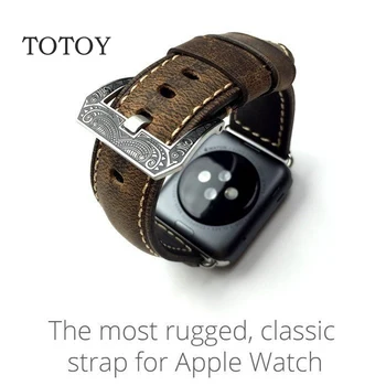 

TOTOY 38MM 42MM For Apple Watch Band Genuine Leather Watchbands ,Smart Watchband-Classical Series for Iwatch 4 Watchband 44MM