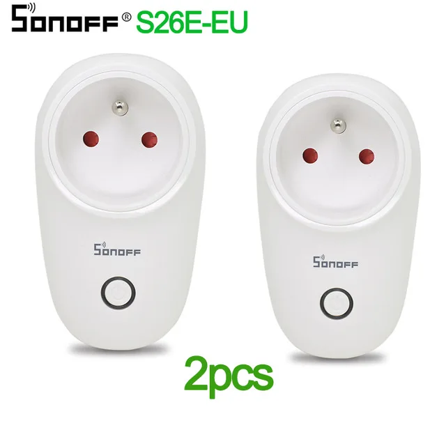 1/2/3/4 шт. Sonoff S26 ЕС Базовая умная розетка Wi-Fi Беспроводной Plug умный дом переключатель Мощность розетки работать с Alexa и Google Assistant - Комплект: S26E-EU 2pcs