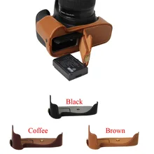 Nova bolsa em Couro Genuíno Metade Do Corpo de caixa Da Câmera Para Canon 1100D 1200D 1300D bateria Aberto diretamente dslr saco da câmera