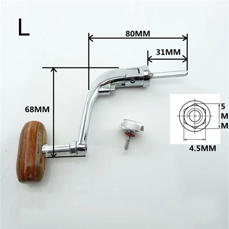 Универсальная деревянная ручка рыболовные катушки Crank Rock Arm спиннинговое Колесо Ручка Металлическая складная качающаяся рука - Цвет: l size5000-7000