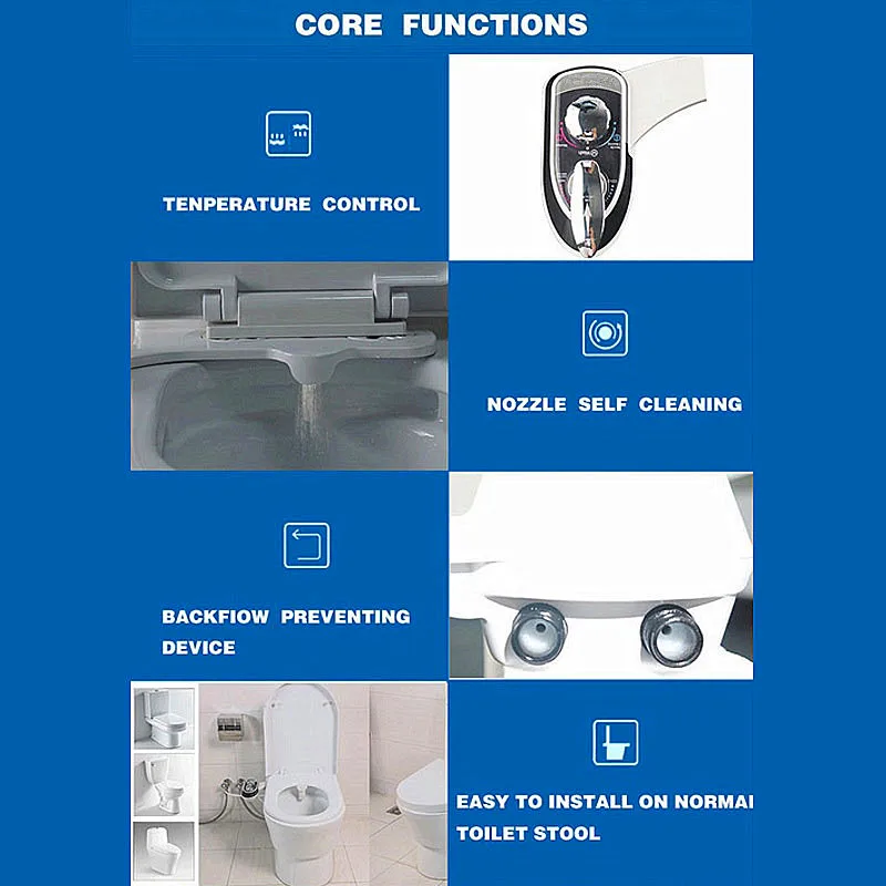 Нет электричества Смарт сиденье для туалета биде, роскошный для туалета ABS Биде Душ женщина попа и попа, выдвижная Насадка спрей мыть Бедро биде