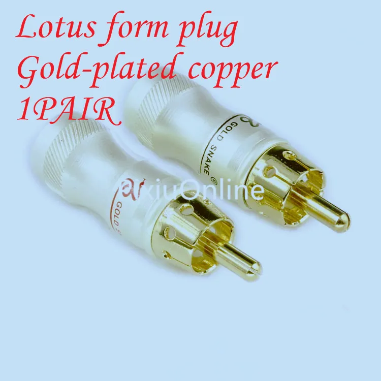 

2PCS 1PAIR YT272 Gold-plated copper  AV connector  RCA head  CYB  Lotus form plug Signal plug The tail hole 6.4 MM