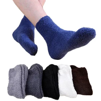 

Coral Fleece Men Socks Winter Thicken Warm Soft Sleep Socks Male Bed Floor Home Fluffy Socks