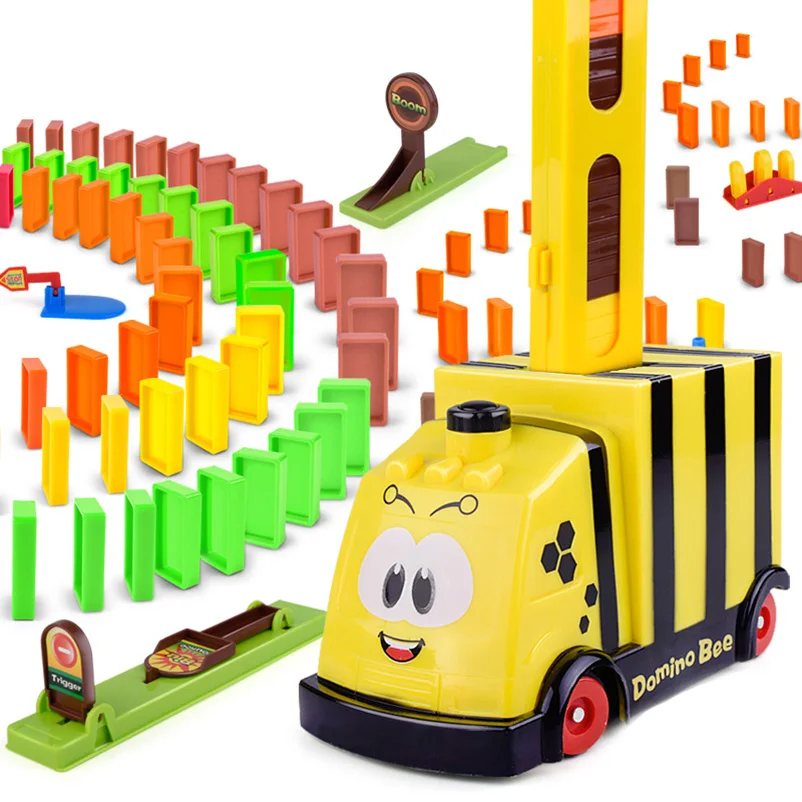 Детские развивающие строительные блоки игрушка домино поезд Лифт батут мост кирпичи катапульта автоматический электрический игрушечный автомобиль