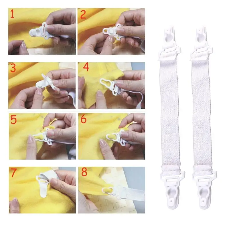 4 шт. эластичный Лист захваты подвязки застежка ремни с резиновой кнопки крюк и застежка