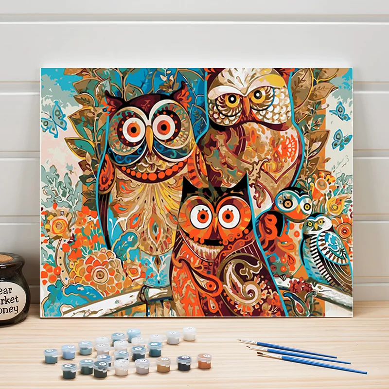 

Coloring By Numbers For Adults Abstract, Cartoon Owl Picture By Number One Piece Paint Canvas Painting Kits For Living Room Wall