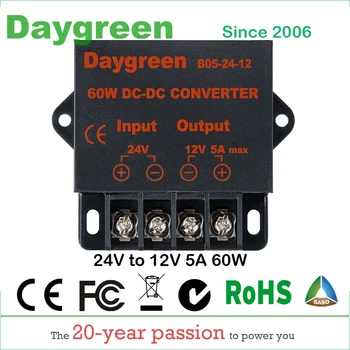 

20pcs 24V to 12V 5A 60W DC DC Converter Regulator Car Step Down Reducer Daygreen for 12V Appliances 24VDC TO 12VDC 5AMP