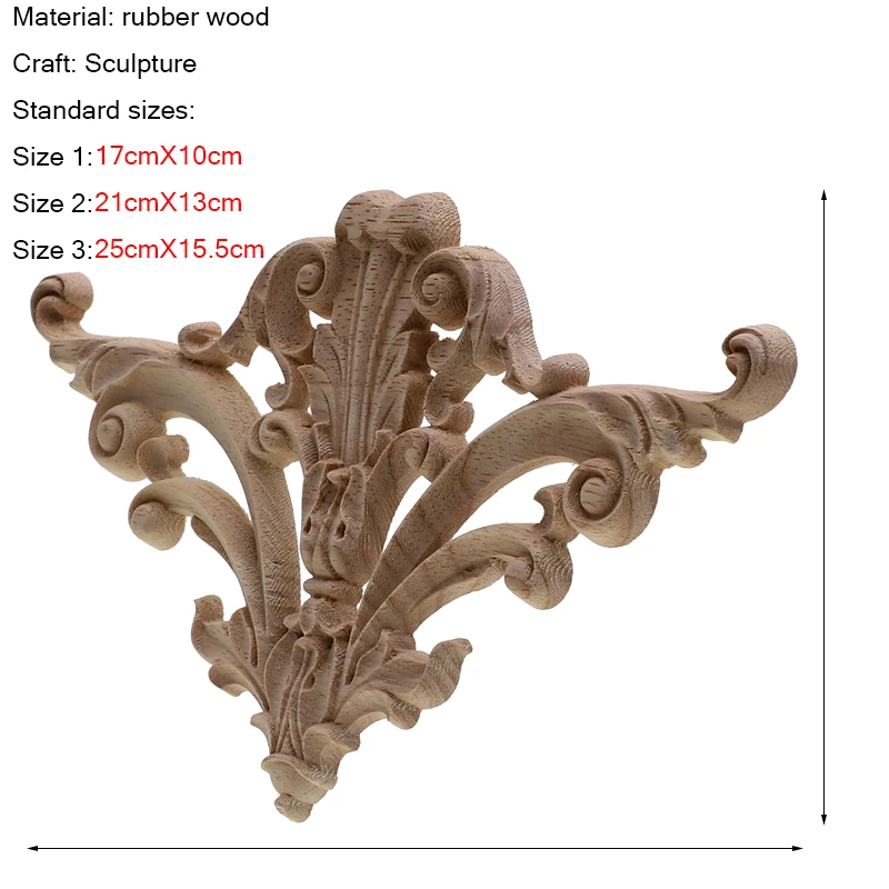 Цветок резьба по дереву натуральные аппликации для мебели шкаф Неокрашенный деревянный наклейка-накладка декоративная фигурка для дома