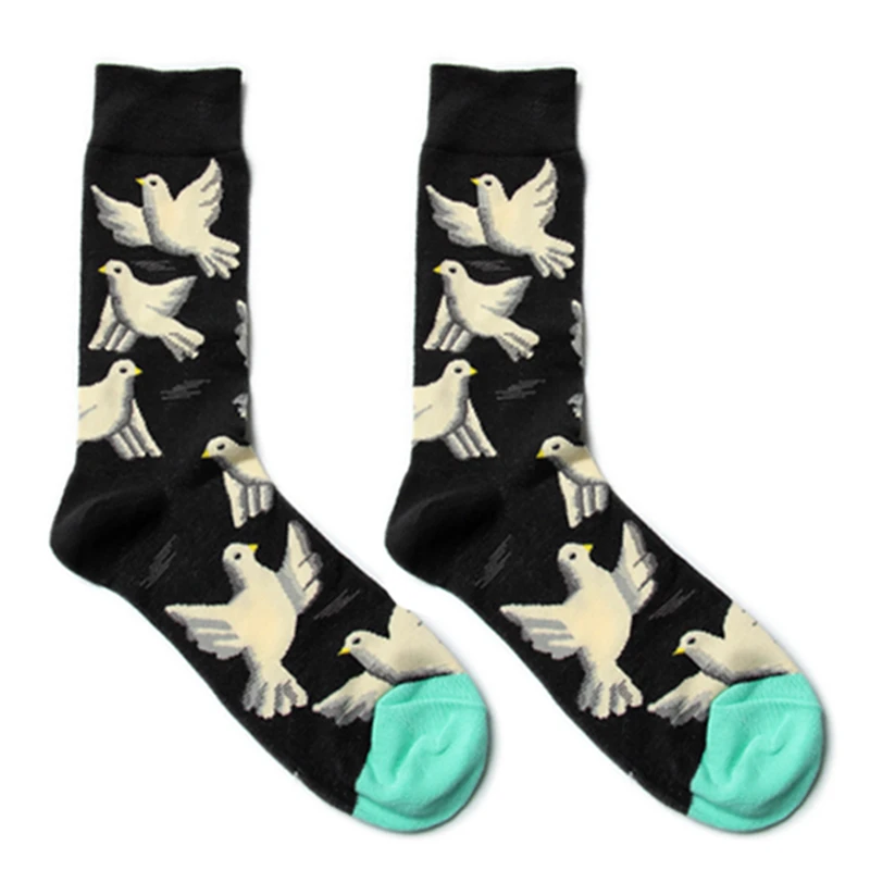 

Adult Size Mid Calf Crew Dove of Peace Cotton Socks Columba Birds Fashion Simple Gentle Fly Flight Flying Animal Wings Sculpture