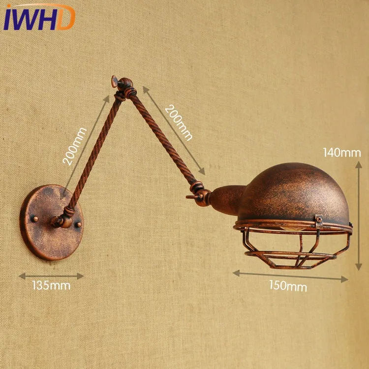 Iwhd Лофт Стиль edison бра ночники длинные руки промышленных Винтаж Настенные светильники Освещение в помещении Lamparas