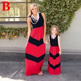 Одежда от «AiLe Rabbit», Летняя Одинаковая одежда для всей семьи платья для мамы и дочки контрастного синего цвета; платье трапециевидной формы Мамам и детям одежда k1 - Цвет: B black red