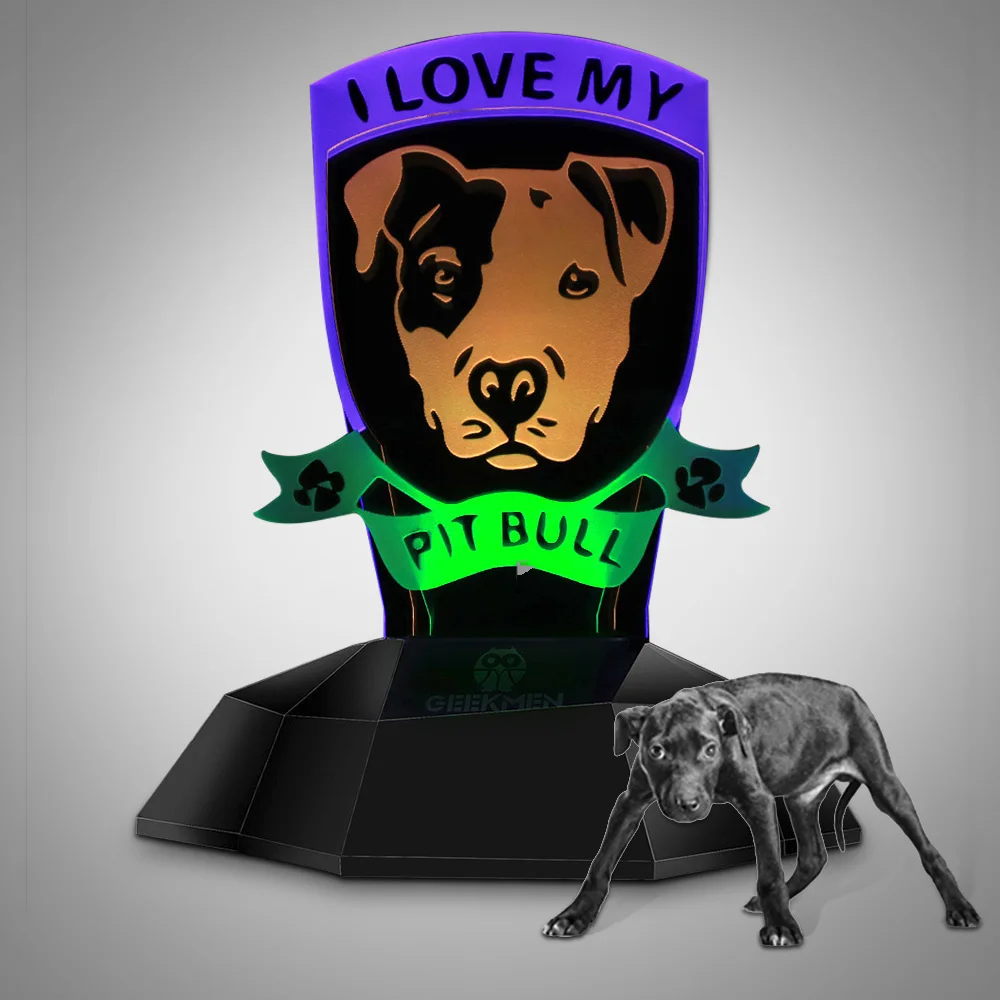 3D линейный светильник I Love My Pitbull светодиодный ночник лампа для собак Pit Bull