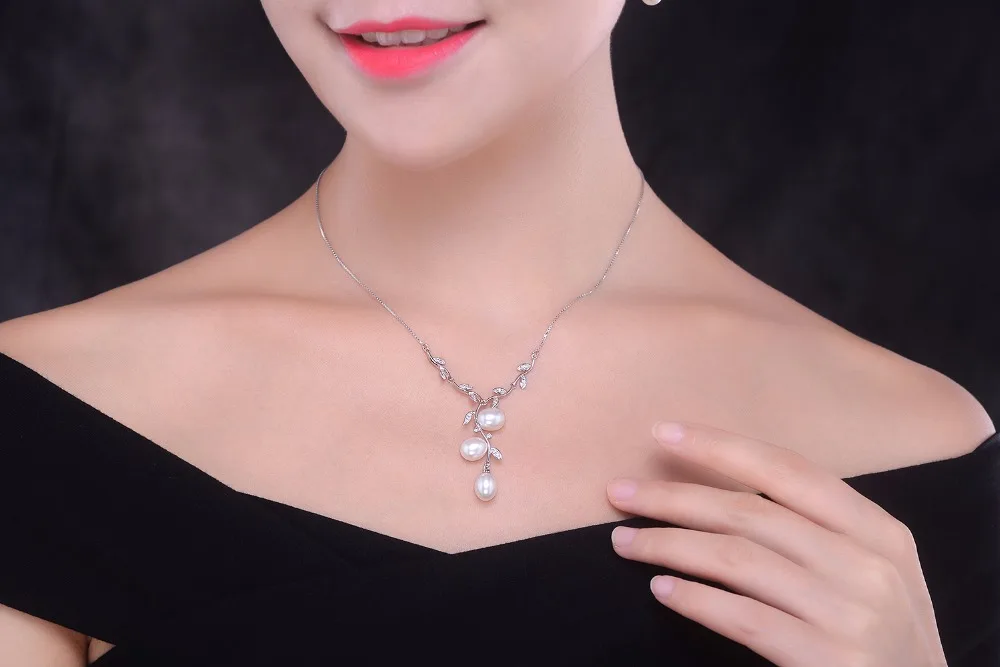 fine silver necklace setting real pearl