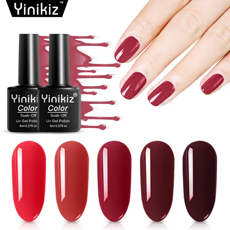 

Yinikiz Pink Series Nail Lacquer Gel Polish Soak Off UV LED Nail Gel Polish Long Lasting Hot Sale Nail Art
