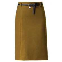 Осенне-зимняя новая однотонная шерстяная юбка выше колена с высокой талией и открытой вилкой, юбка с ягодицами, тонкая прямая юбка 238