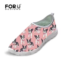 FORUDESIGNS/Бостон-терьер; женская обувь с принтом; кроссовки на плоской подошве; обувь на платформе; удобная Осенняя сетчатая обувь на плоской подошве; женская обувь