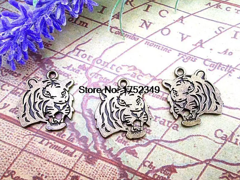 

7pcs--Tiger Charms Antique bronze Tone Tiger Head pendants/charm 27x24mm