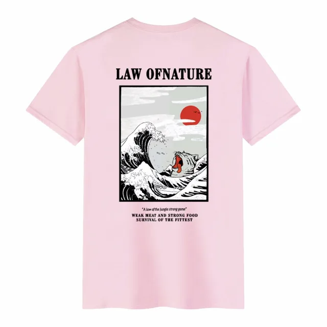 2019 Newest Japanese Funny Wave Cat T-shirt Men Hip Hop O-Neck Tshirts 100%Cotton Men Women Casual Tee Shirts Harajuku Men's Top