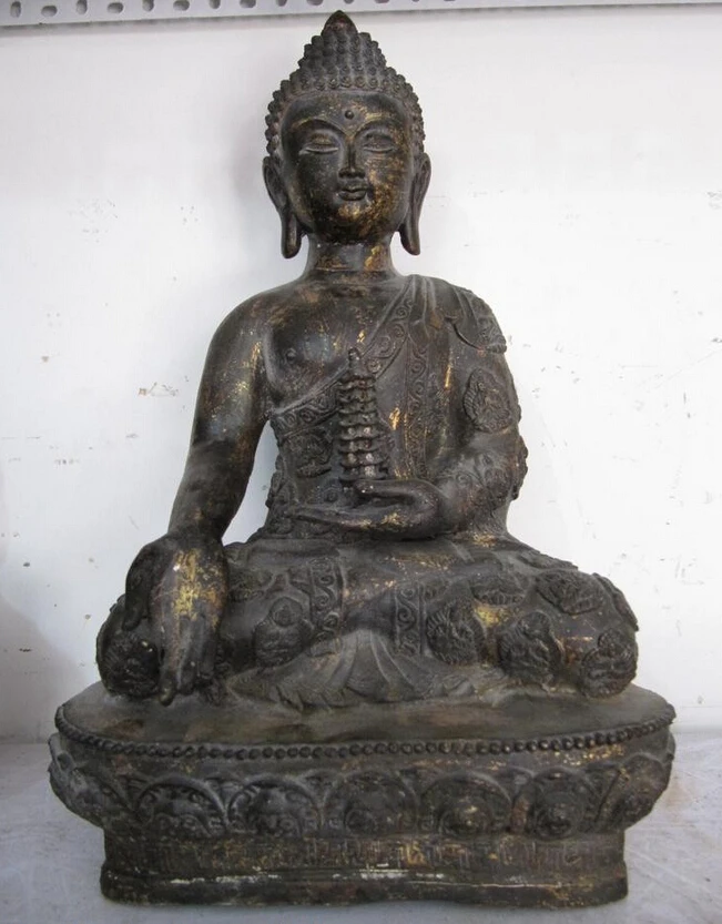 

150610 S1744 18" Tibet Buddhism Temple fane Copper bronze Sakyamuni buddha with pagoda statue