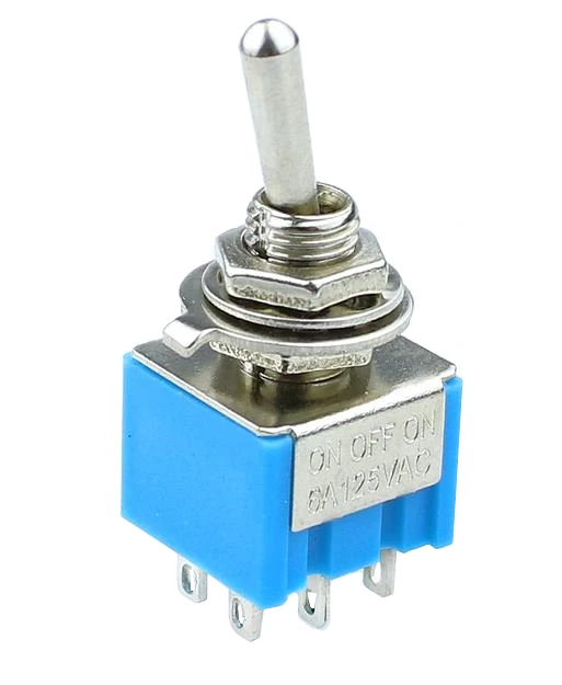 

5PcsToggle Switch MTS-203 6 Pin ON/OFF/ON PDT 6A 125VAC/3A 250VAC Mini Switch Lever Switch Light blue