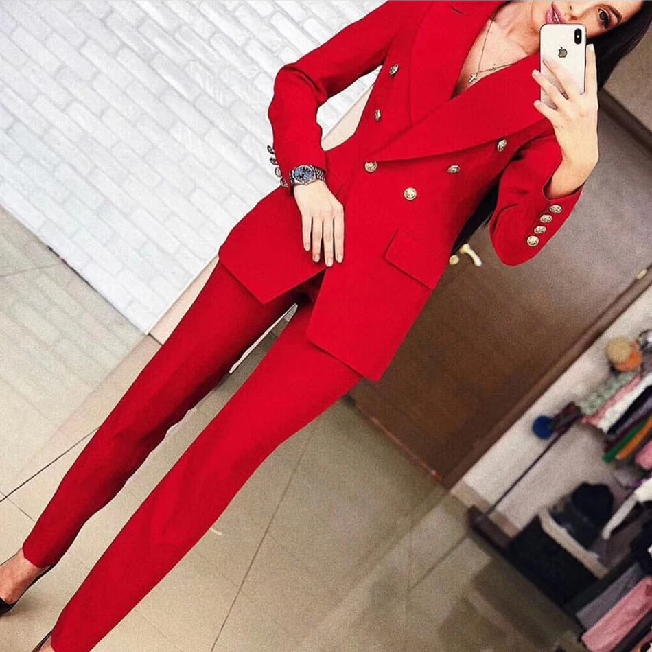 Supérieure Bouton pièce Sexy Ensemble Femmes Double Dames Deux De Mode Bureau Pantalon Salopette 2 Qualité Nouvelles Ensembles 2019 zFqgAwUz
