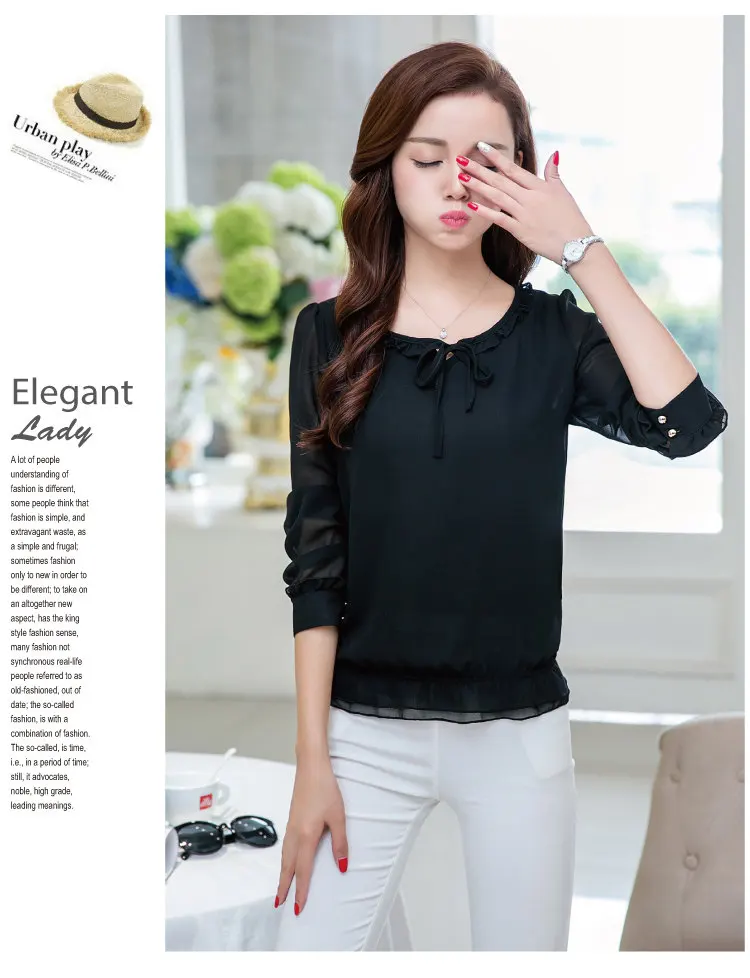 S-4XL Plus Size Tops Women 2019 New Fashion Bow Long Sleeve Shirts Femme Casual Chiffon Blouse Autumn O-neck Ruffled Blusa Mujer  (11)