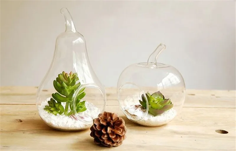 Apple Pear Fruit Planter Tabletop Vase Planter Glass Plant Flower Terrarium Decor Container Hydroponic Pot Home Wedding Party Decoration 7