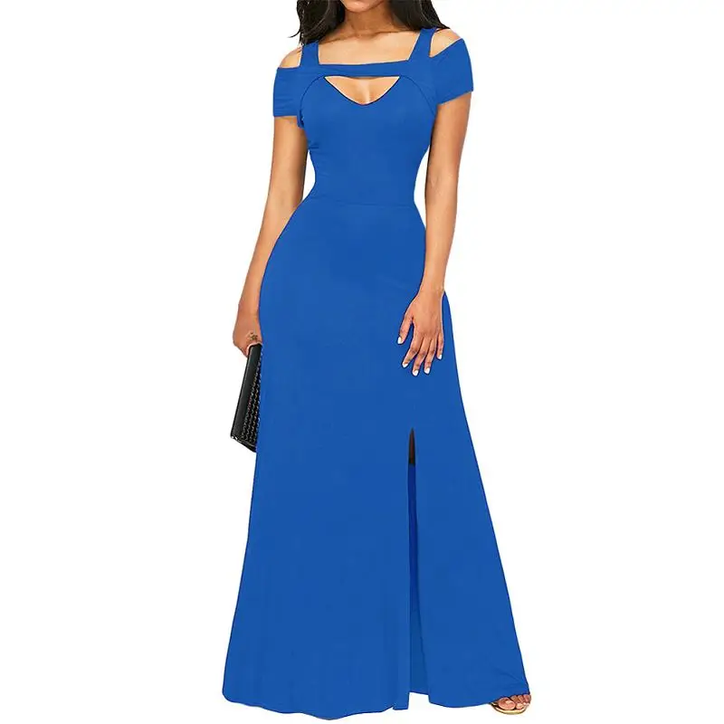 SEBOWEL 2017 Autumn Cold Shoulder Vintage Maxi Dress Women Elegant Floor Long Party Dress High Split Flare Dresses (6)