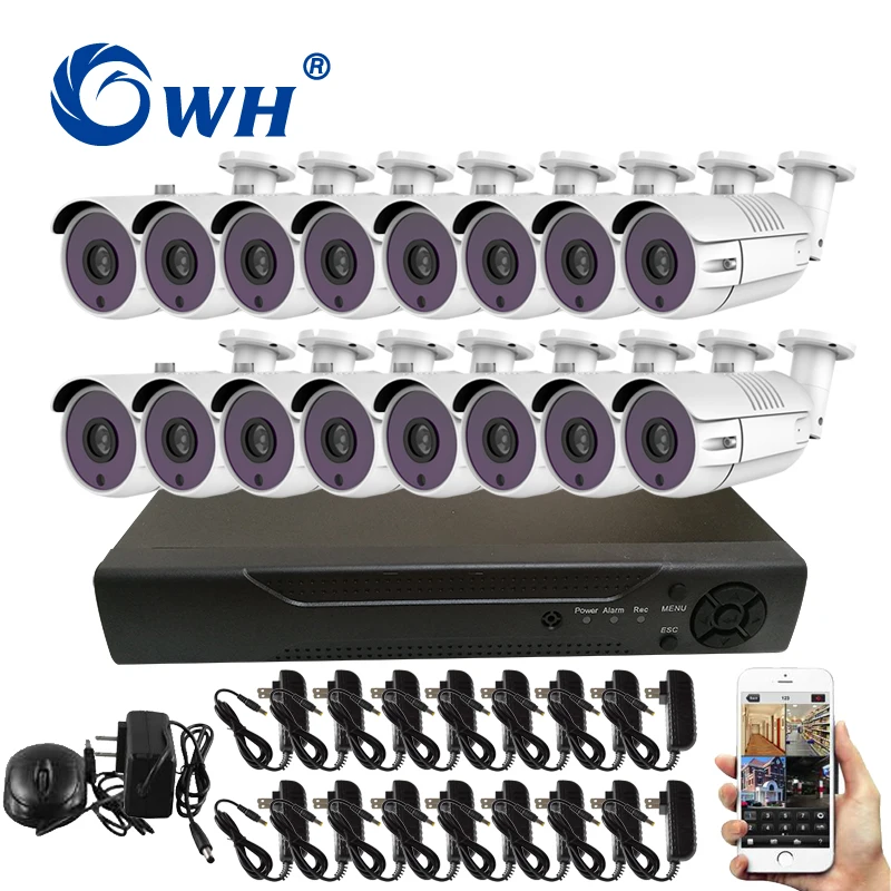 

CWH 16 Channel DVR System AHD Video Surveillance Kit Outdoor CCTV Videcam Security Camera System for Home Support Phone Monitor