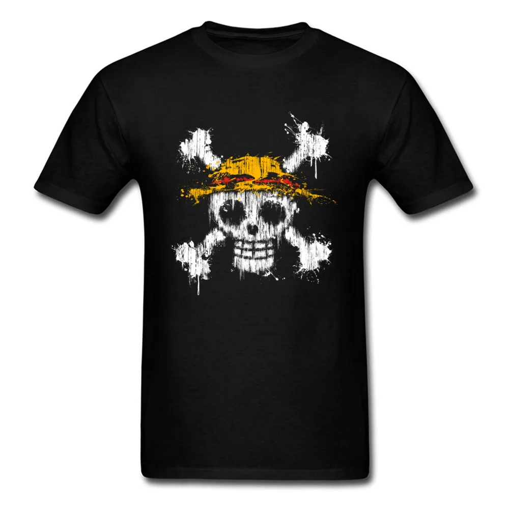 One piece skull Graphic Short Sleeve Classic Tshirts 100% Cotton Crew Neck Men Tops Tees Print T Shirts Summer/Autumn One piece skull black