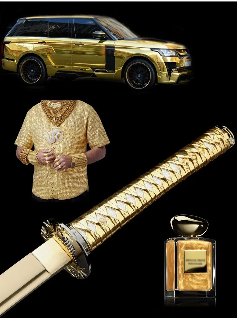 シルバー鞘黄金竹装飾日本サムライ剣中東本物の黄金剣ブレード忍者小道具ホームデコレーション Decorative Decorative Decorative Home Decordecorative Samurai Swords Aliexpress