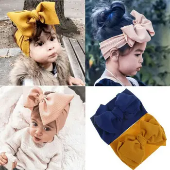 

Newborn Baby Big BowknotTassel Hairband Knotted Wide Elastic Headband Turban