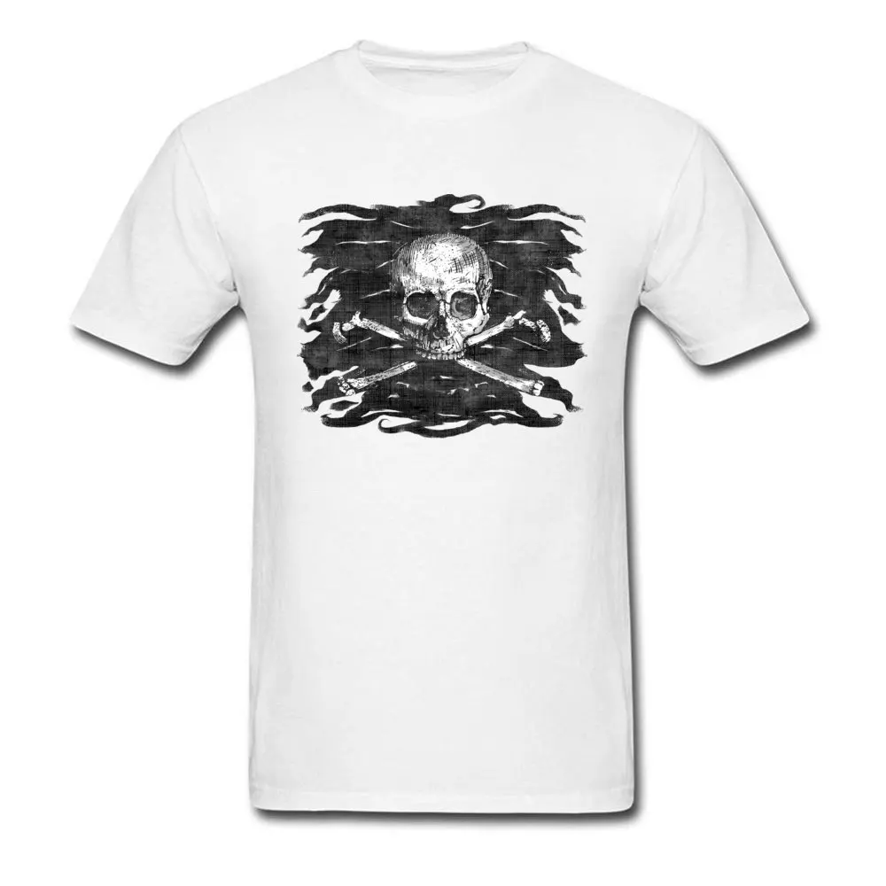 Treask T-Shirt Jolly Roger Teschio E Ossa Incrociate - Maglietta Bandiera Pirata, 100% Cotone, Uomo