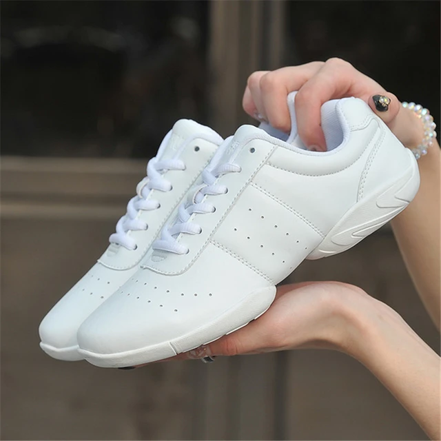 Women Dance Shoes Comfortable Soft Bottom Fitness Shoes Men Jazz Shoes Girl Professional Training Child Breathable Sneakers white