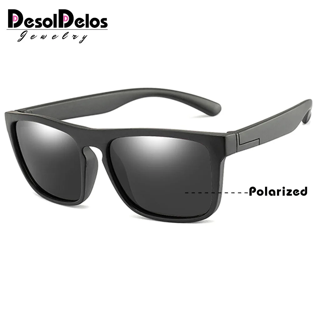 Новая модная детская одежда поляризационные солнцезащитные очки для женщин, фирменный дизайн, для маленьких мальчиков и девочек Квадратные Солнцезащитные очки UV400 ребенка Оттенки Óculos de sol Gafas - Цвет линз: black gray