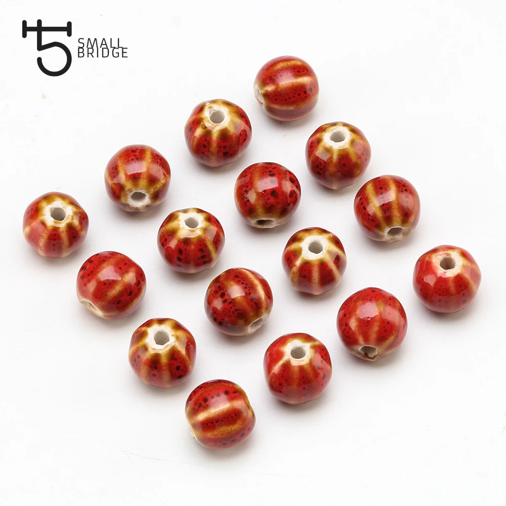

12mm Chinese Vintage Ceramic Beads for jewelry making Bracelet Diy accessories Glaze Pocerlain Round beads wholesale U602