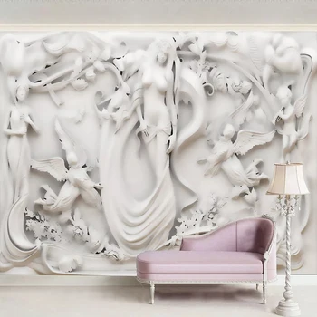 

Custom Mural Wallpaper European Style 3D Embossed Beauty Sculpture Modern Living Room Bedroom Art Wall Painting Wall Covering