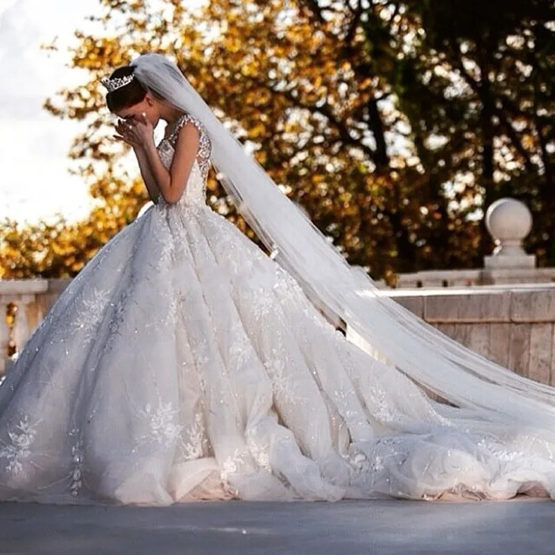 Luxury-Shiny-Cathedral-Train-Ball-Gown-Wedding-Dresses-2017-Custom-Vintage-Crystal-Beading-Lace-Vestido-De (1)