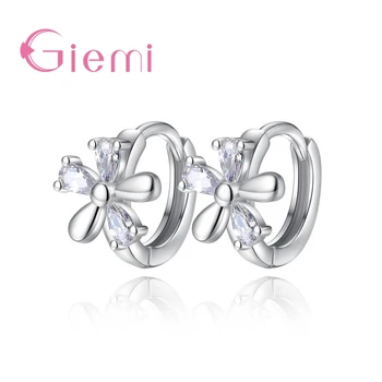 GIEMI 925 Sterling Silver Classic Square Austrian Crystal Stone Earrings Bridal Wedding Ceremony Propose Jewellery