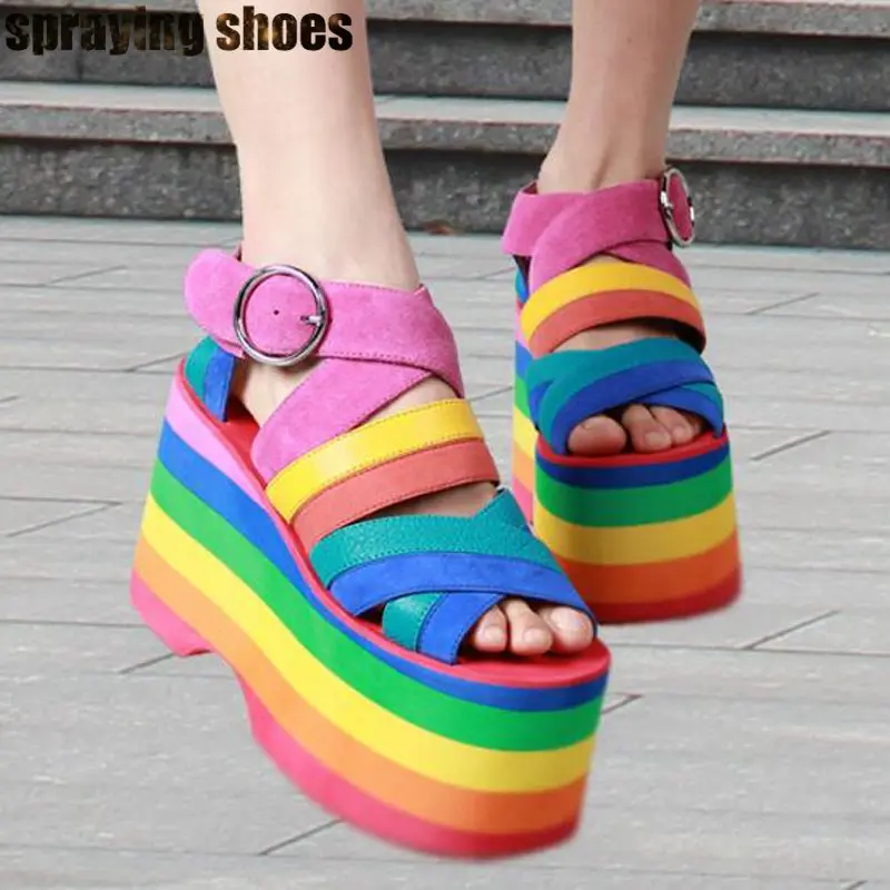 platform sandals rainbow