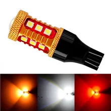 Luces LED de freno adicionales para coche, intermitentes traseros para coche, T15, 921, W16W, WY16W, 1000Lm, 15 SMD, 3030, blanco, rojo, amarillo, 1 Uds.