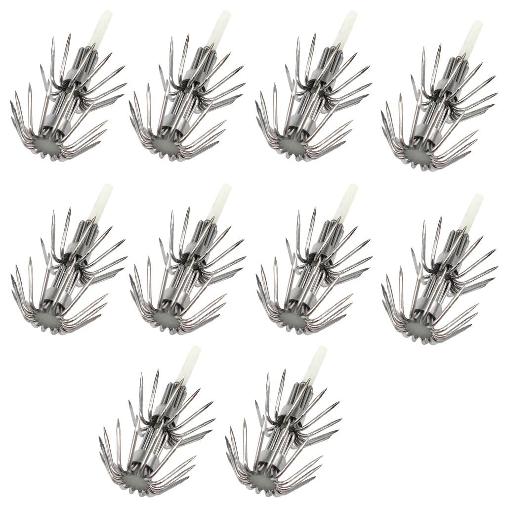 10pcs Stainless Steel Squid Jig Hooks Sea Fishing Hooks Glow in Dark Fishhooks DIY Umbrella Hook les hamecons Anzuelos de pesca