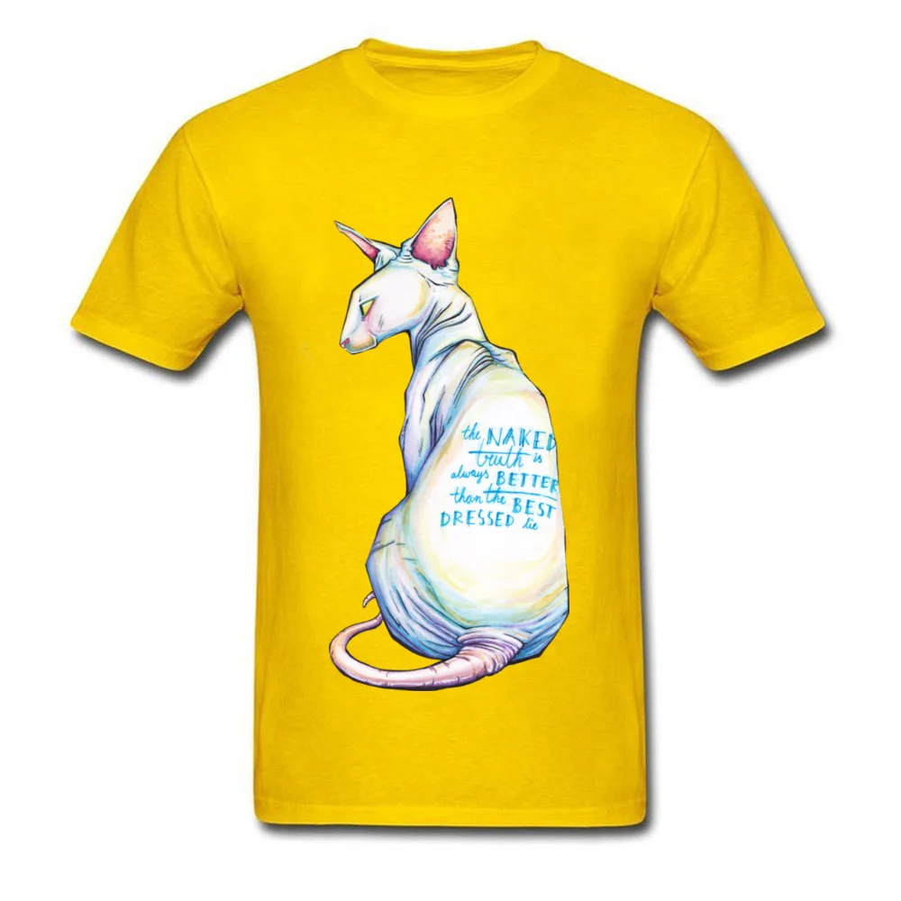 The naked truth Pure Cotton Men Short Sleeve T Shirt Normal ostern Day T Shirts Simple Style Tops Shirts Slim Fit Round Neck The naked truth yellow